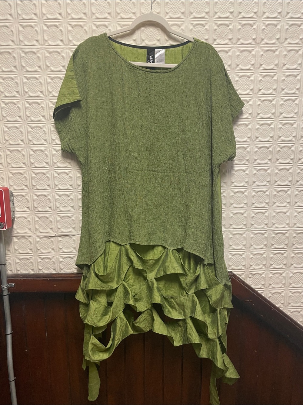 Igor Green Layered Ruffle Tunic Top